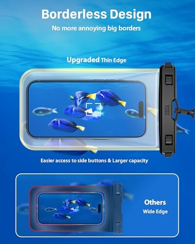 Étui de téléphone étanche sans bordure avec poissons.