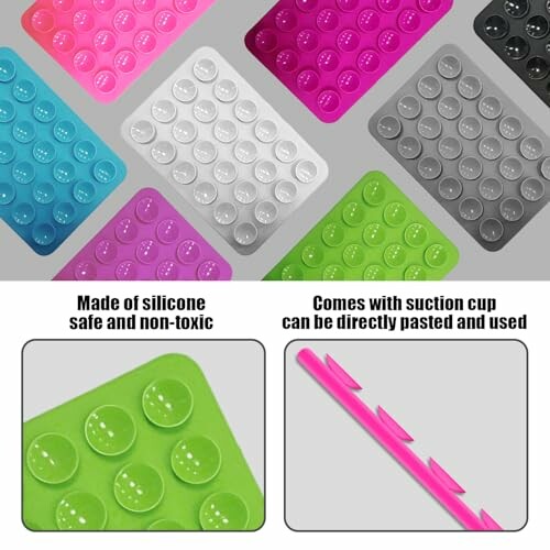 Tapis en silicone colorés avec ventouses.