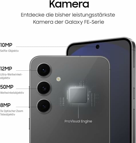 Caractéristiques de la caméra Galaxy FE avec plusieurs objectifs.