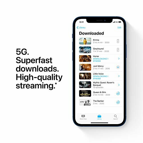 Téléphone affichant des téléchargements rapides en 5G.