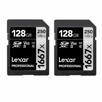 Deux cartes SD Lexar de 128 Go