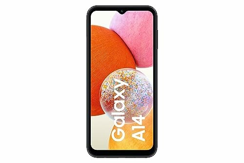 Vue de face du Samsung Galaxy A14 avec écran coloré.
